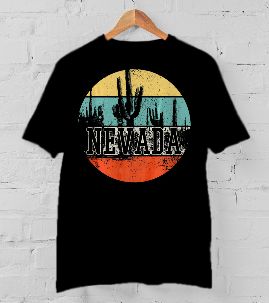 Nevada USA Cactus Desert Vintage Sunset T-Shirt