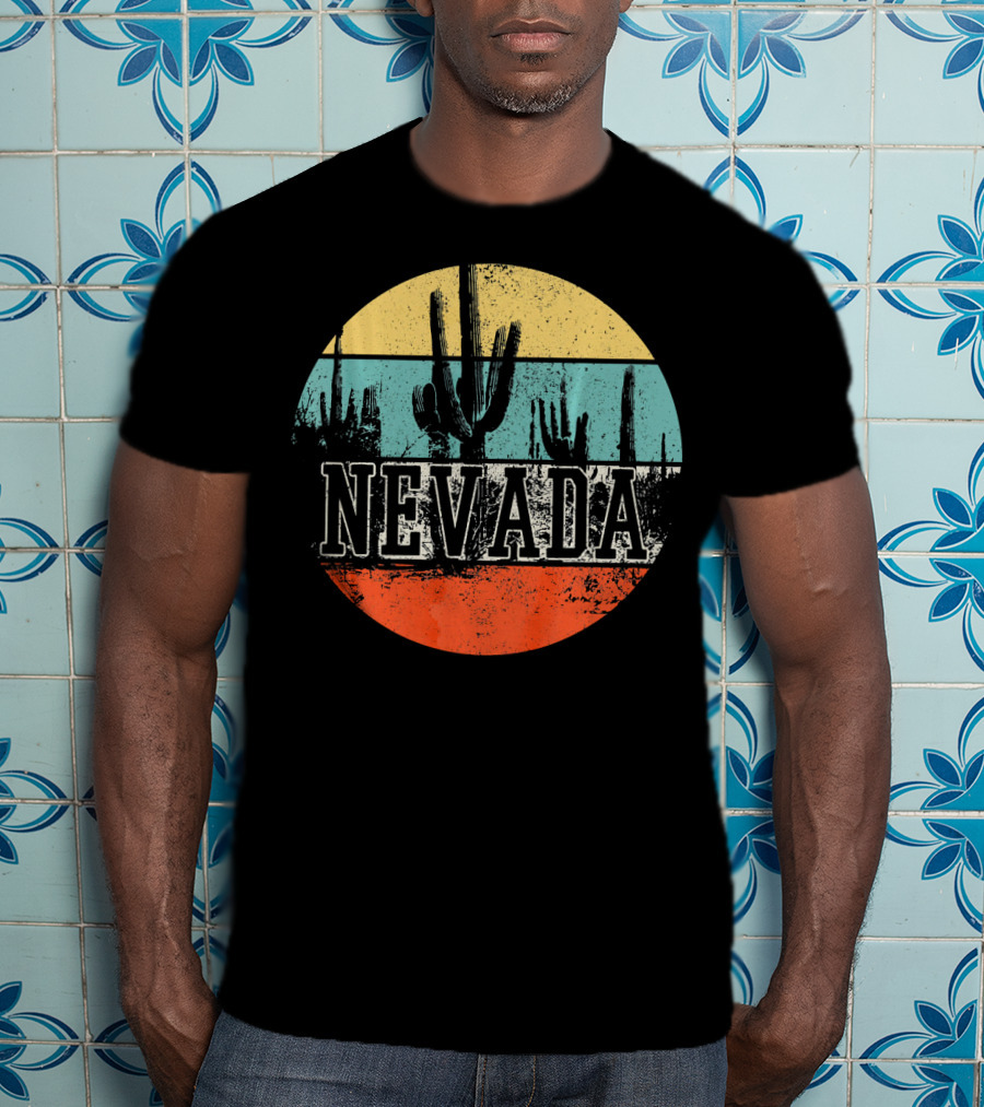 Nevada USA Cactus Desert Vintage Sunset T-Shirt