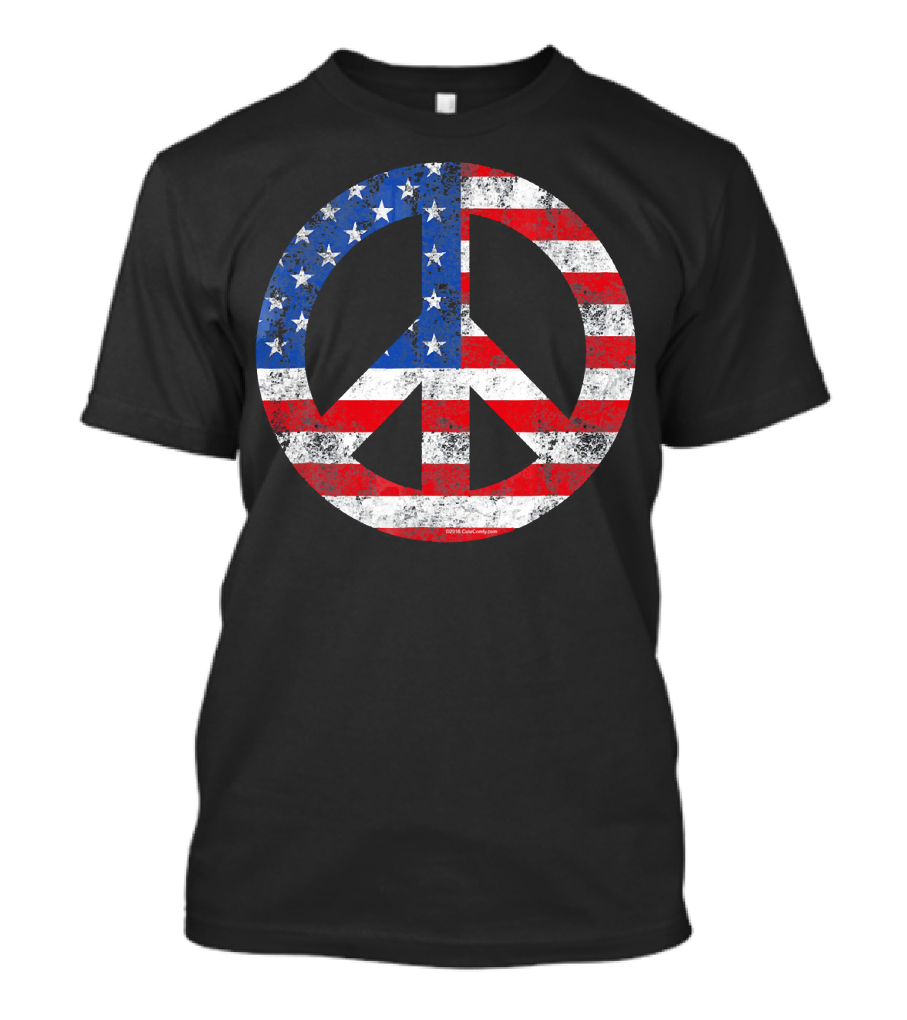 Vintage Patriotic Peace Sign American Flag T-Shirt