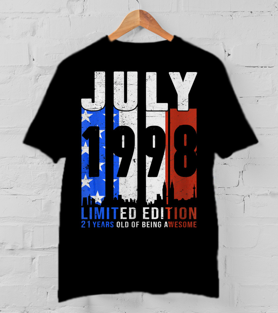 July 1998 American Flag 21 Years Old Of Being Awesome T-Shirt