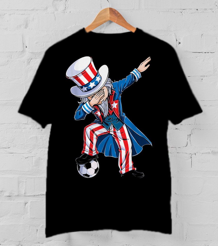 Dabbing Uncle Sam Soccer Patriotic USA Football Dance T-Shirt