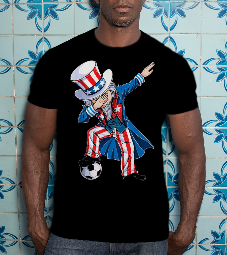 Dabbing Uncle Sam Soccer Patriotic USA Football Dance T-Shirt