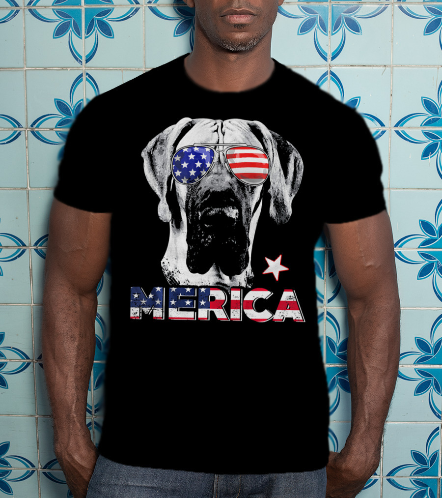 Great Dane 'Merica American Flag Sunglass Star T-Shirt