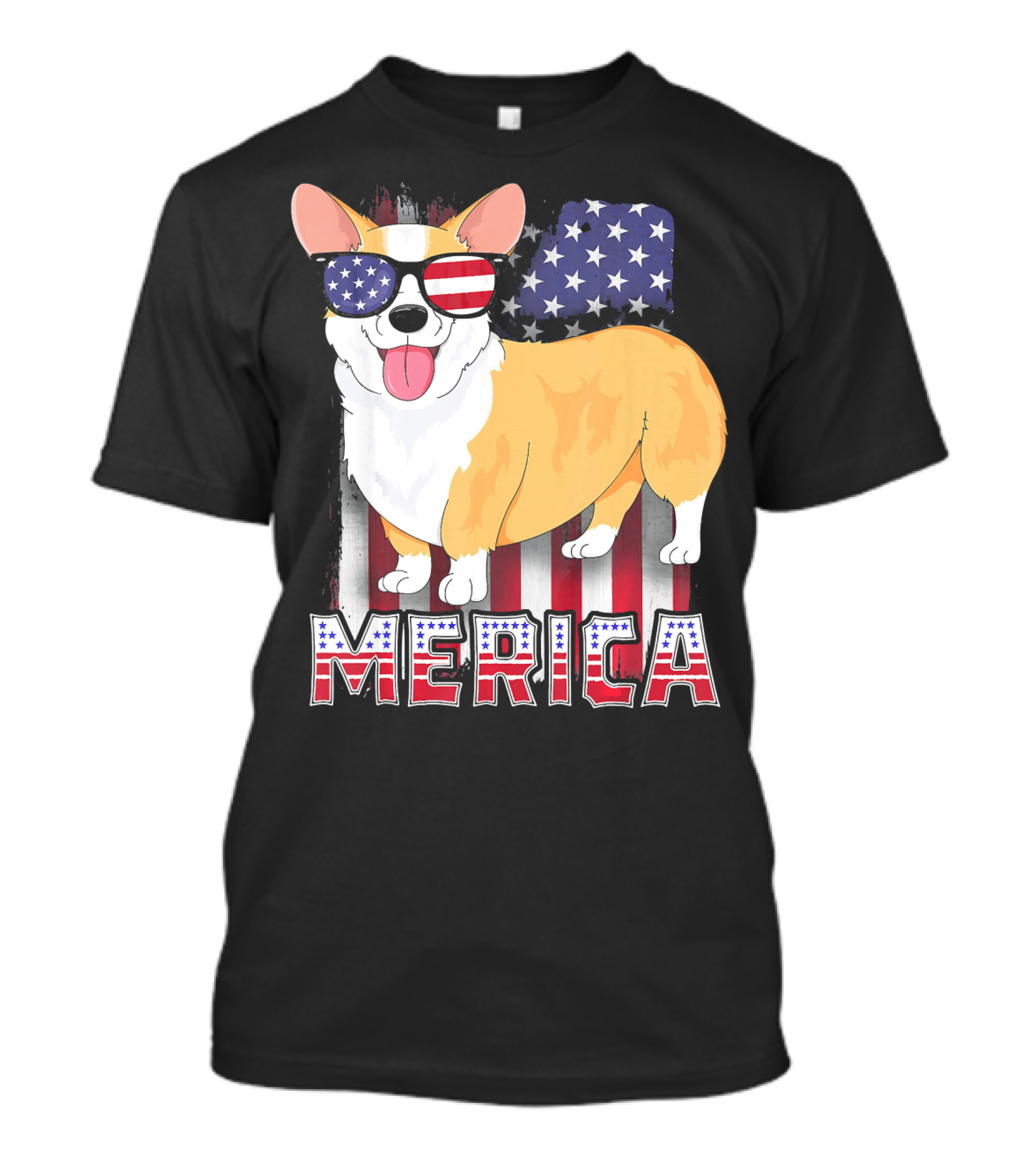 Corgi USA Merica Boys Patriotic Dog American Flag Sunglasses T-Shirt