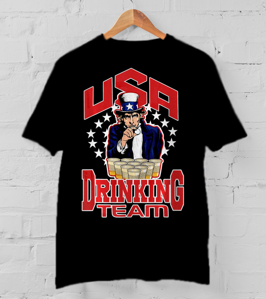 USA Uncle Sam Drinking Team Beer Pong Stars T-Shirt