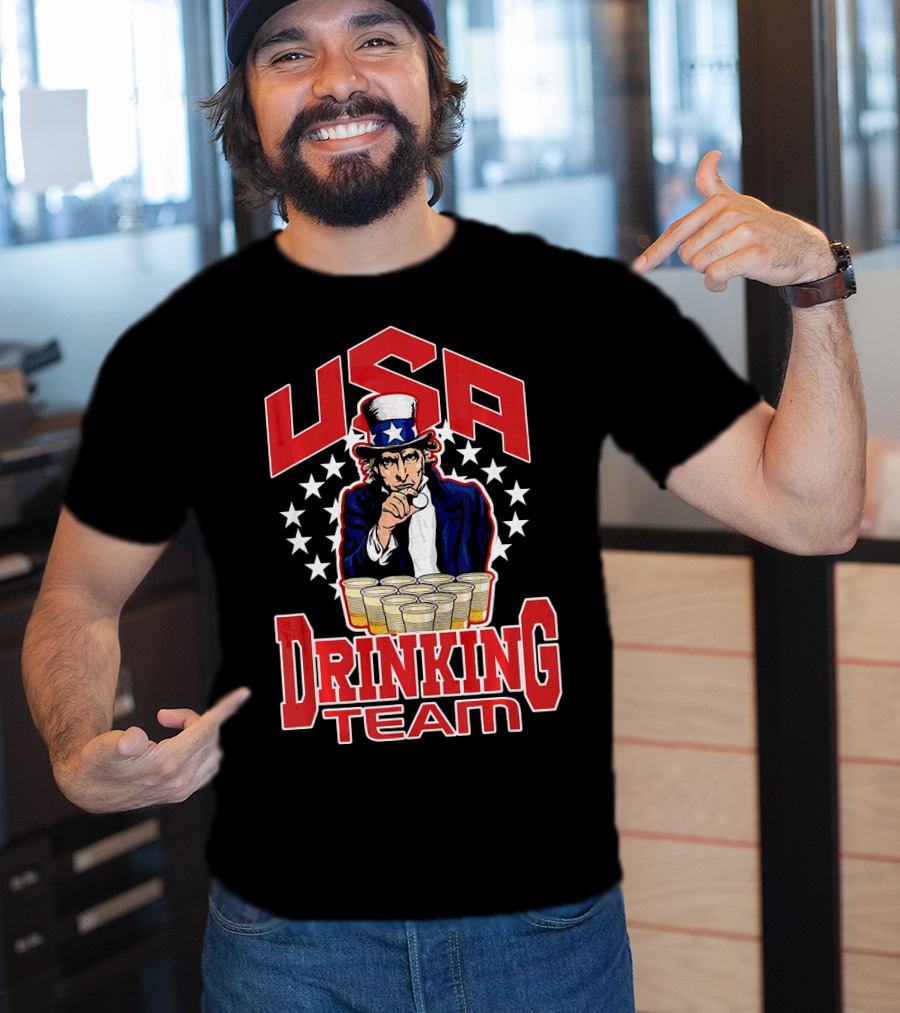 USA Uncle Sam Drinking Team Beer Pong Stars T-Shirt