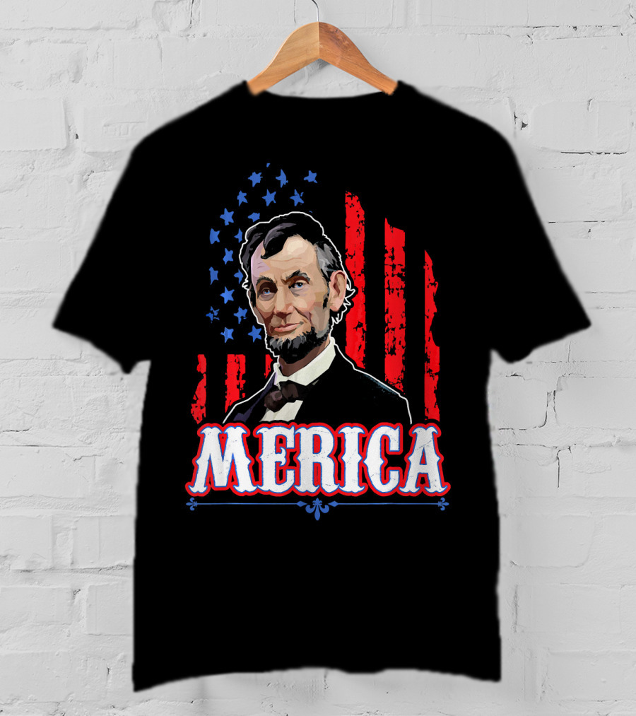 Abraham Lincoln Merica USA Flag T-Shirt