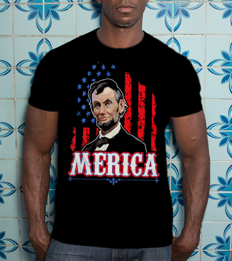 Abraham Lincoln Merica USA Flag T-Shirt