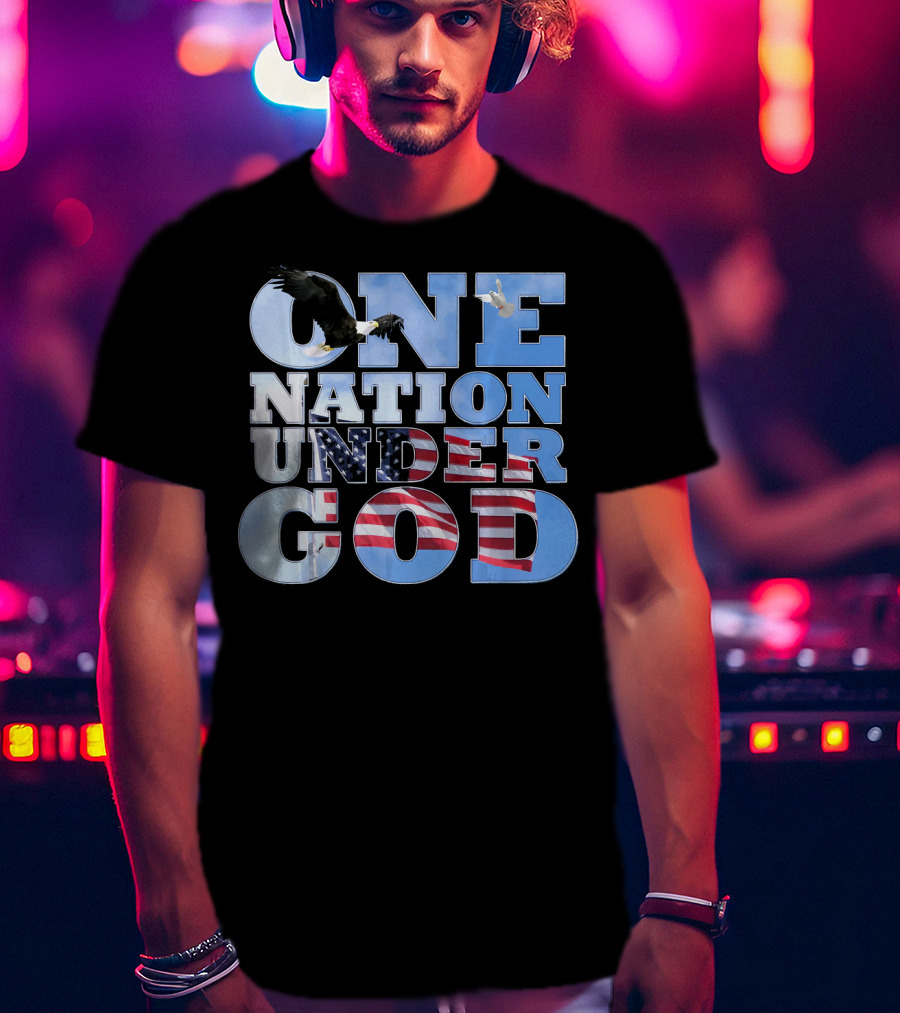 One Nation Under God USA Flag Bald Eagle T-Shirt