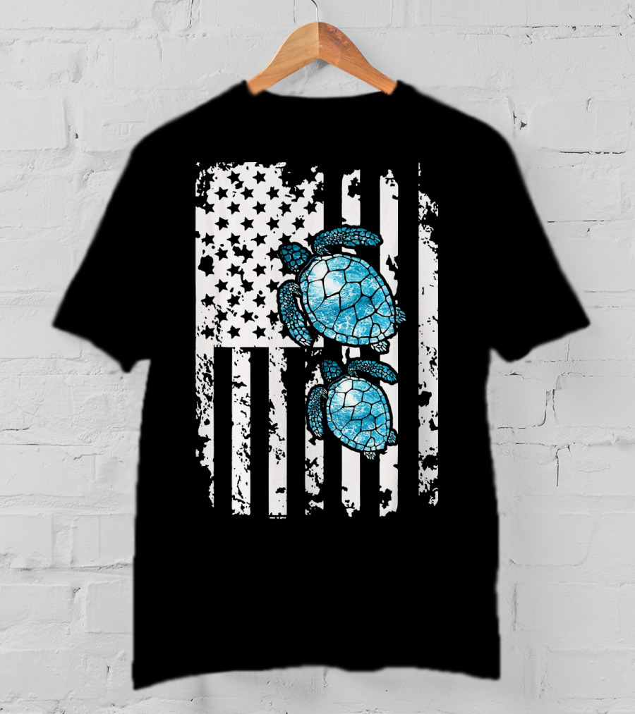 SEA Turtle SEA Turtle American Flag T-Shirt