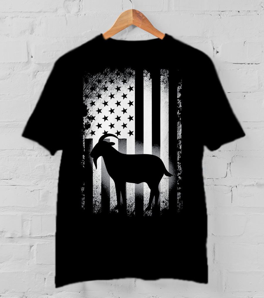 Goat American Flag USA Patriotic Silhouette T-Shirt