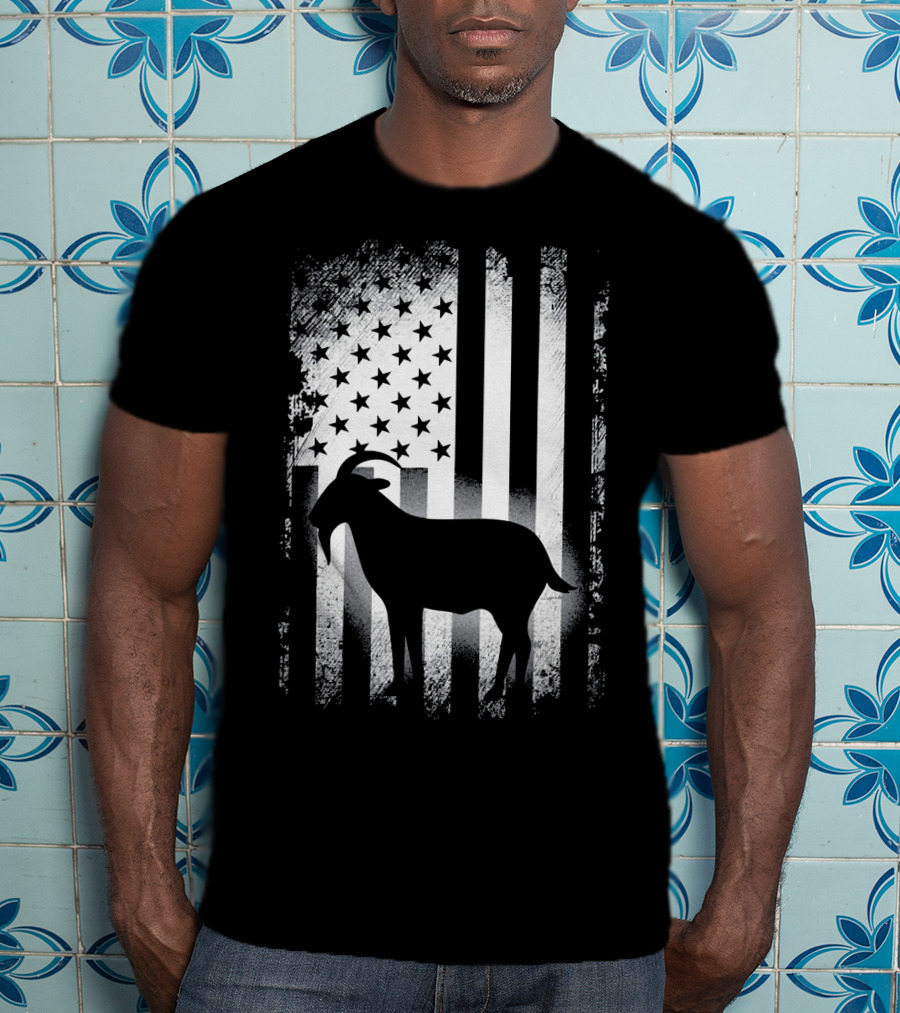 Goat American Flag USA Patriotic Silhouette T-Shirt
