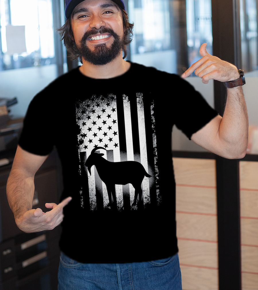 Goat American Flag USA Patriotic Silhouette T-Shirt