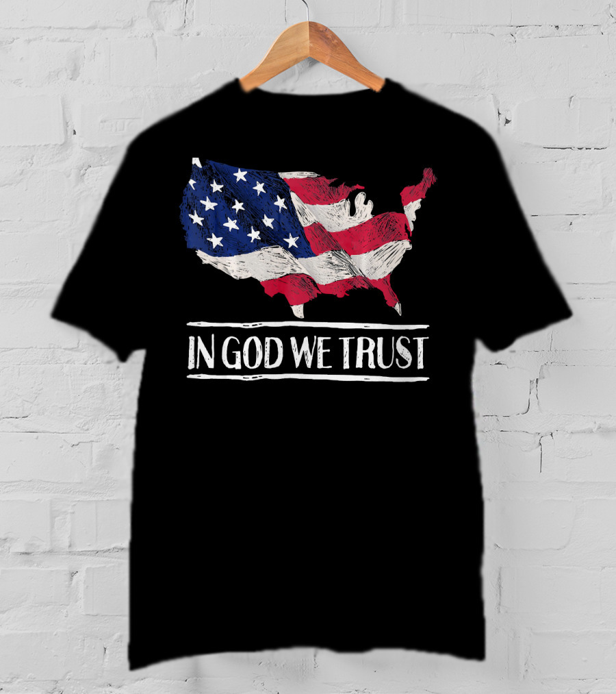 In God We Trust American Flag Map Patriotic Christian T-Shirt
