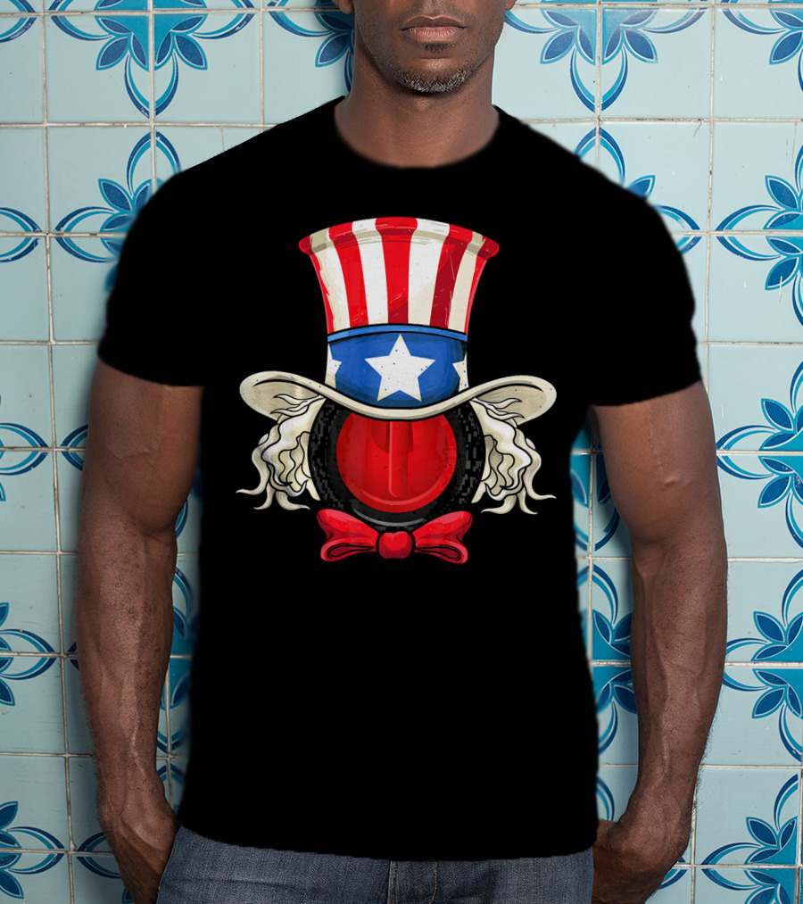 American Flag Curling Stone Uncle Sam Hat Patriotic T-Shirt