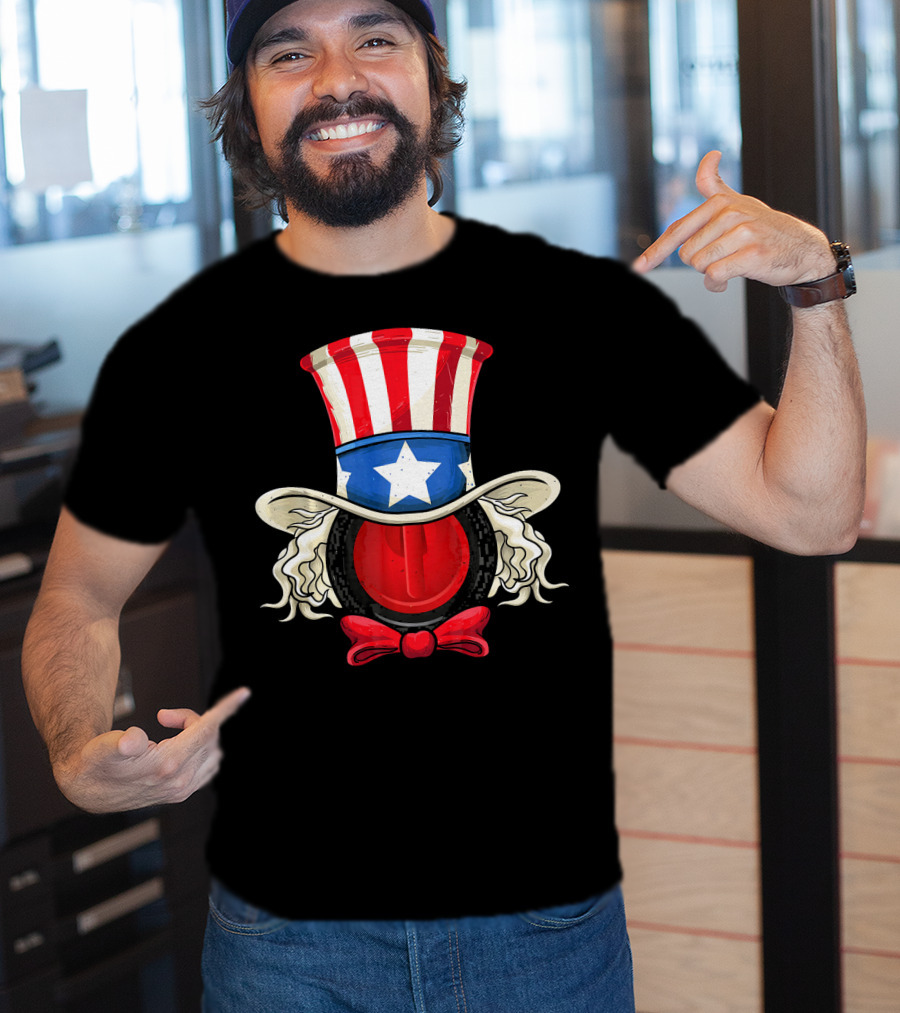 American Flag Curling Stone Uncle Sam Hat Patriotic T-Shirt