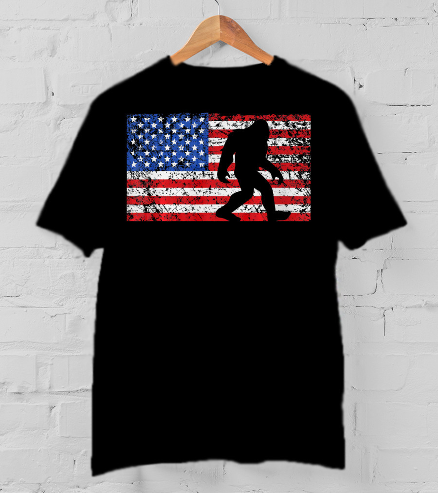 American Flag Bigfoot Silhouette T-Shirt