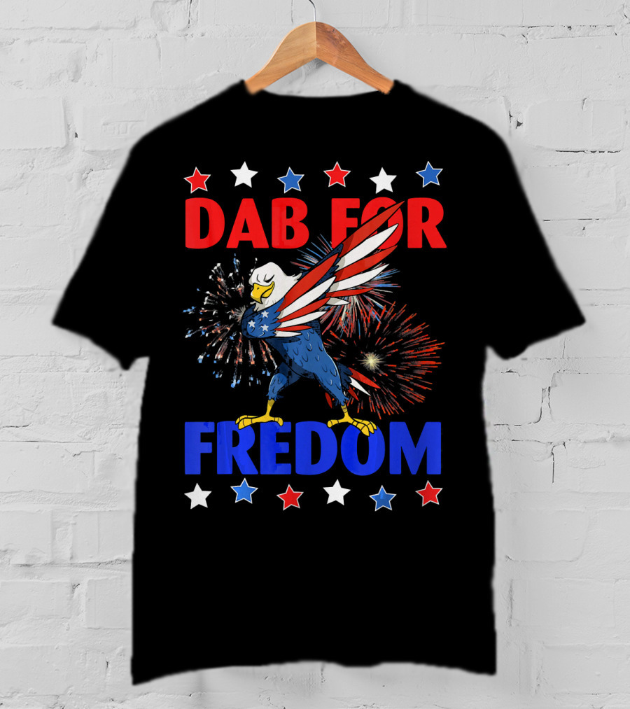 Dab For Freedom Patriotic Dabbing Eagle Firework Extravaganza T-Shirt
