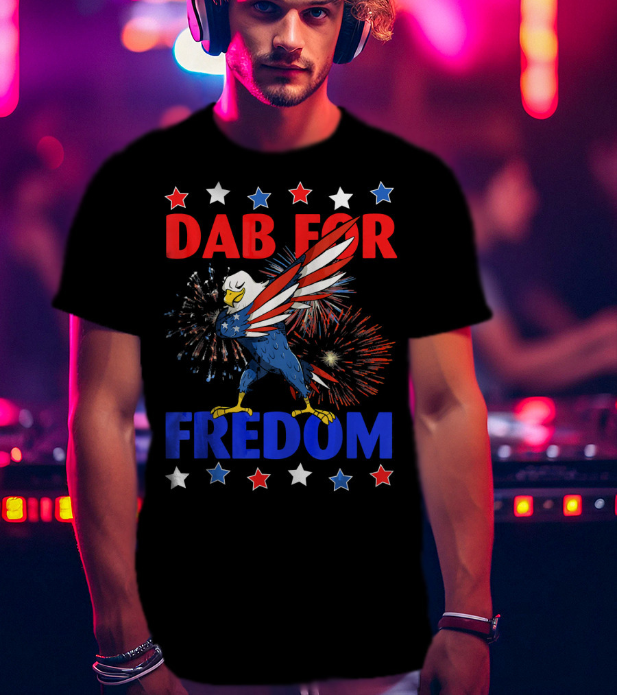Dab For Freedom Patriotic Dabbing Eagle Firework Extravaganza T-Shirt