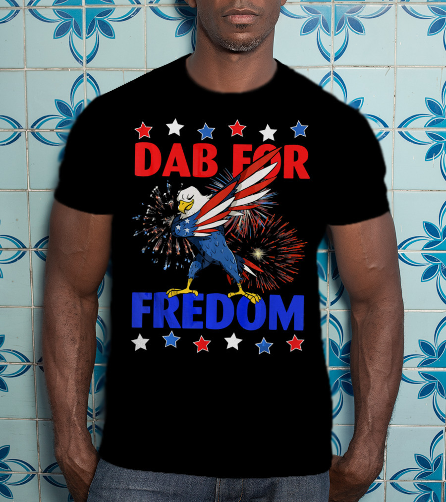 Dab For Freedom Patriotic Dabbing Eagle Firework Extravaganza T-Shirt