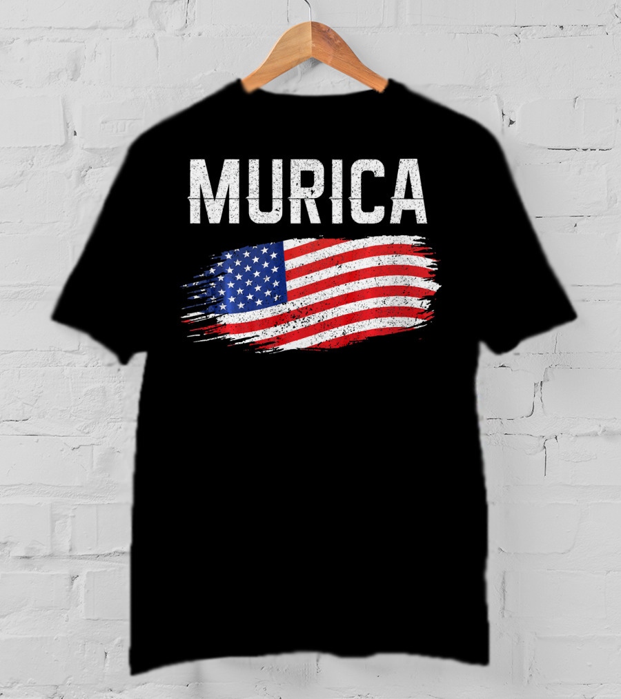 Murica Distressed Brushstroke American Flag T-Shirt