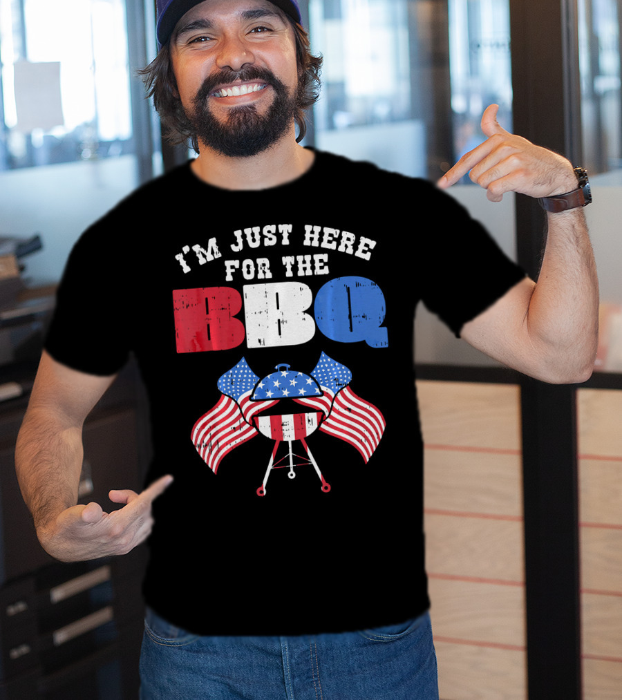 I’m Just Here For The BBQ American Flag Grill Fun T-Shirt
