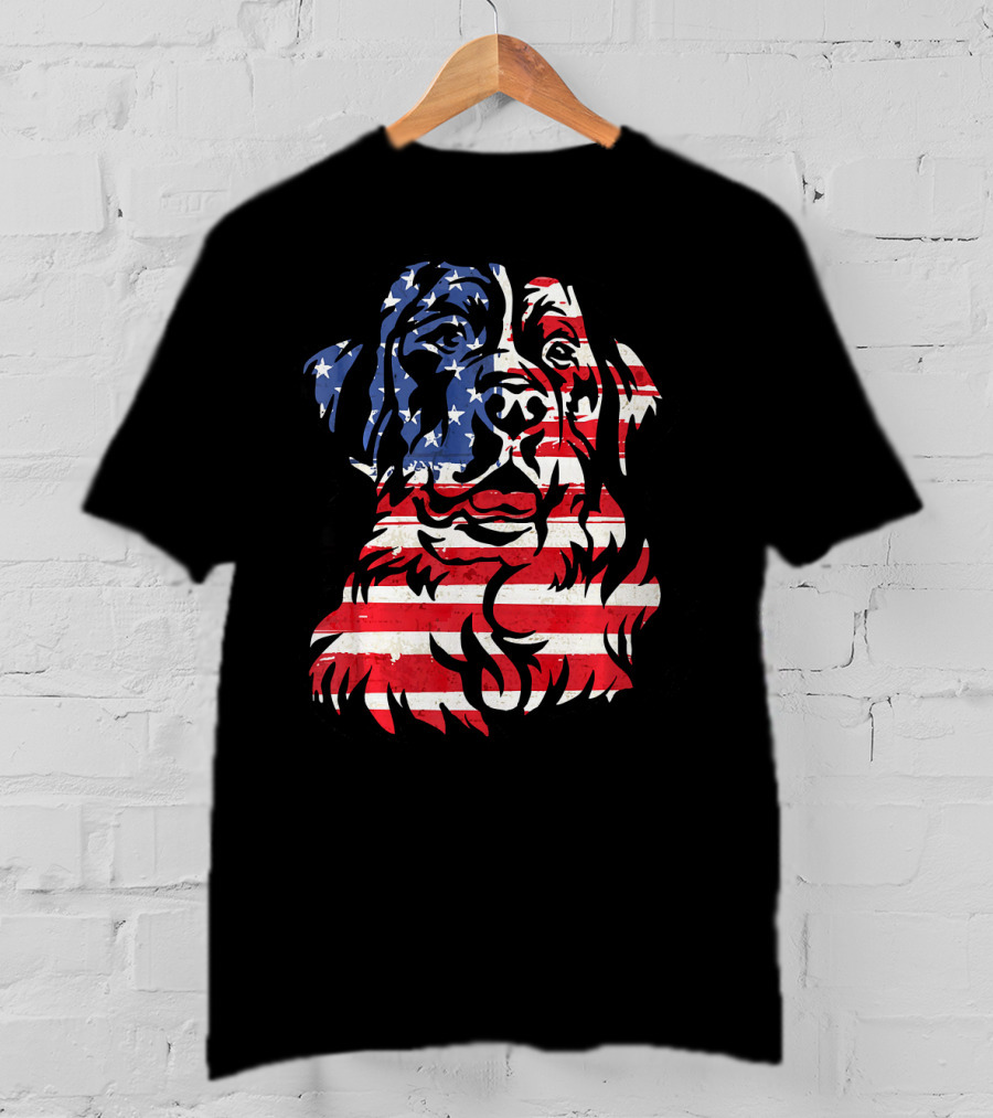 Funny Bernese Mountain Dog American Flag T-Shirt