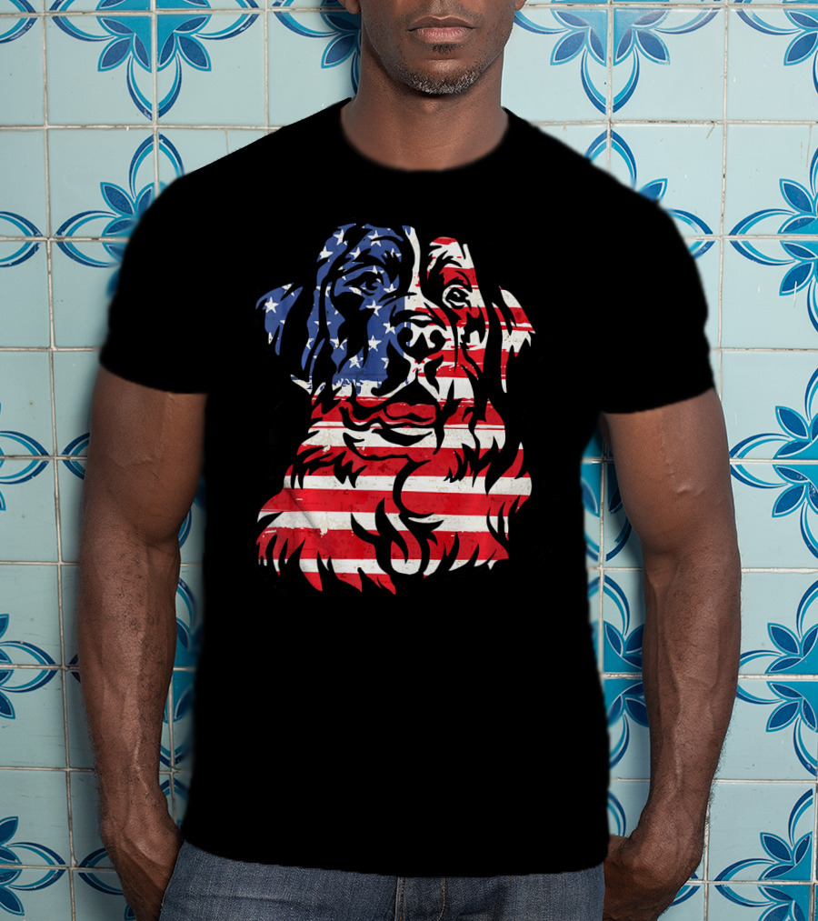 Funny Bernese Mountain Dog American Flag T-Shirt