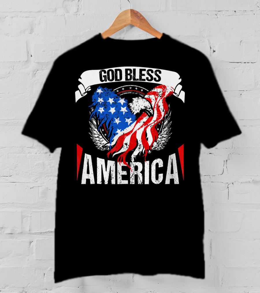 God Bless America Eagle Patriotic Stars And Stripes Wings T-Shirt