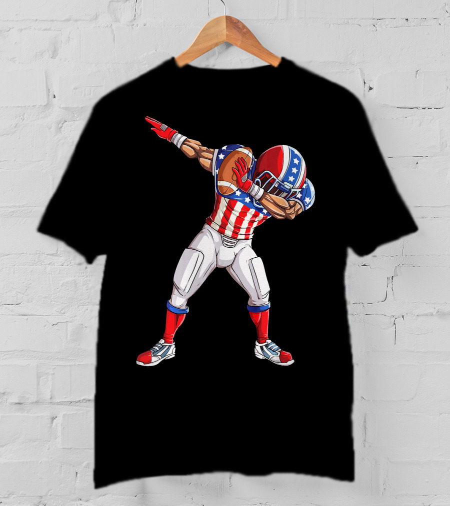 Patriotic Dabbing Football Player Fourth Of July T-Shirt