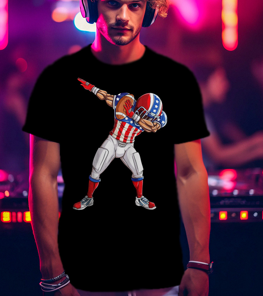 Patriotic Dabbing Football Player Fourth Of July T-Shirt