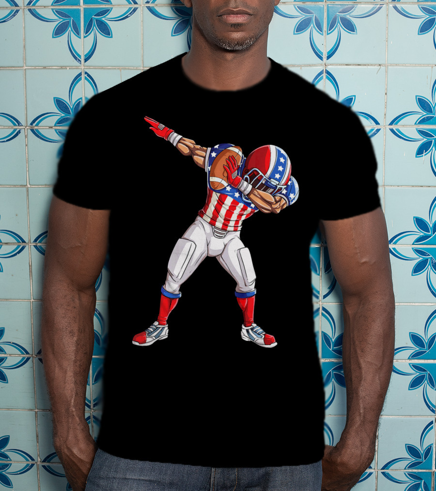 Patriotic Dabbing Football Player Fourth Of July T-Shirt