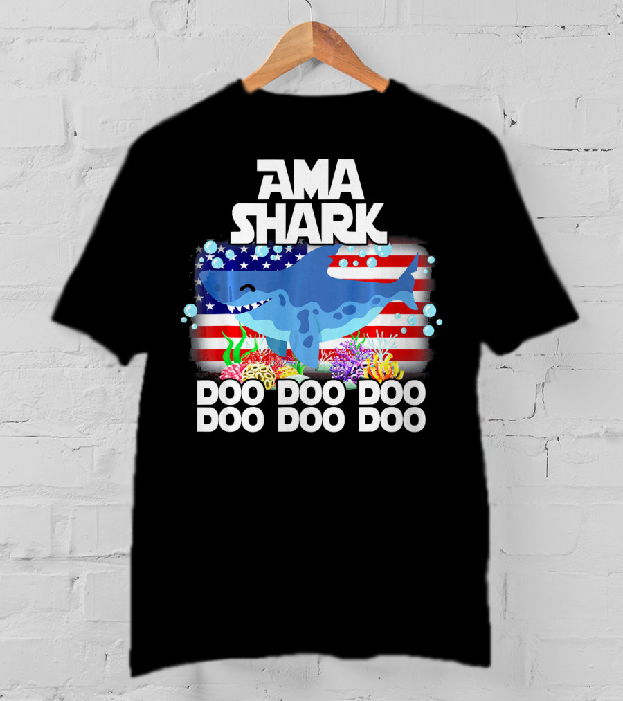 AMA Shark US Flag Doo Doo Doo T-Shirt