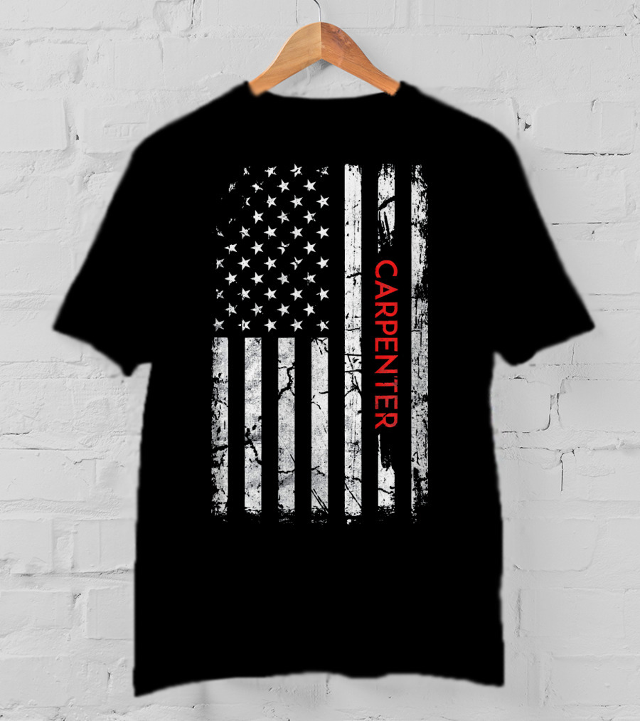Carpenter American Flag Distressed Patriotic T-Shirt