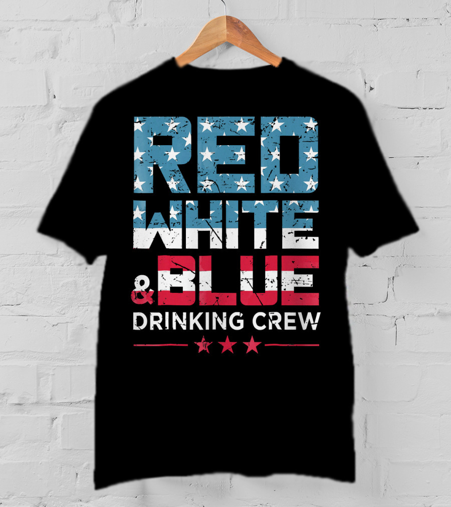 RED WHITE And BLUE DRINKING CREW T-Shirt