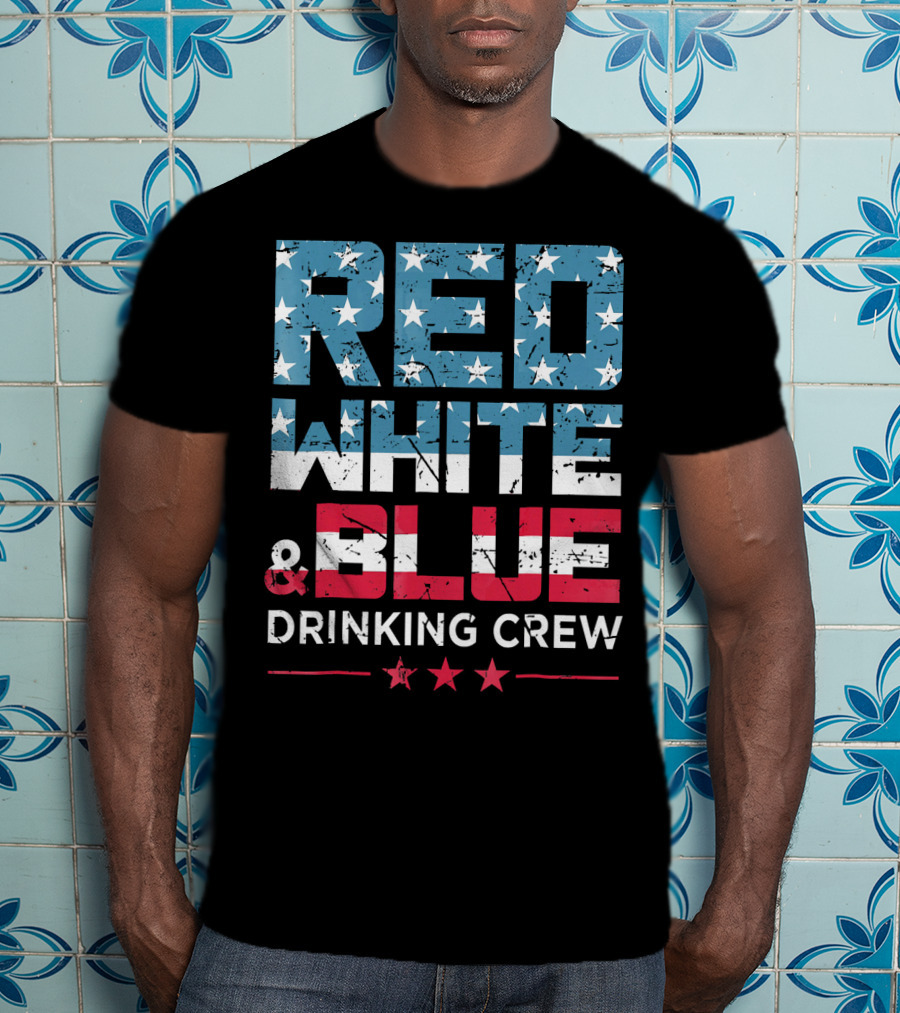 RED WHITE And BLUE DRINKING CREW T-Shirt