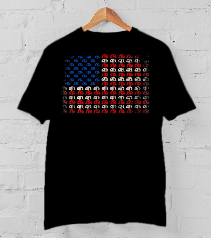 American Flag Camper Patriotic RV Camping T-Shirt