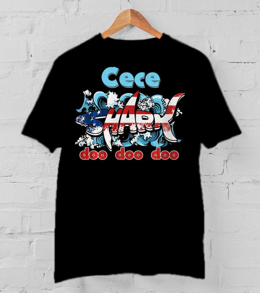 Cece Shark American Flag Doo Doo Doo T-Shirt