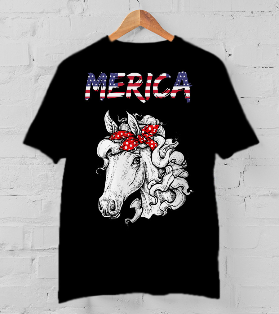 Merica Horse Bandana Independence Day T-Shirt