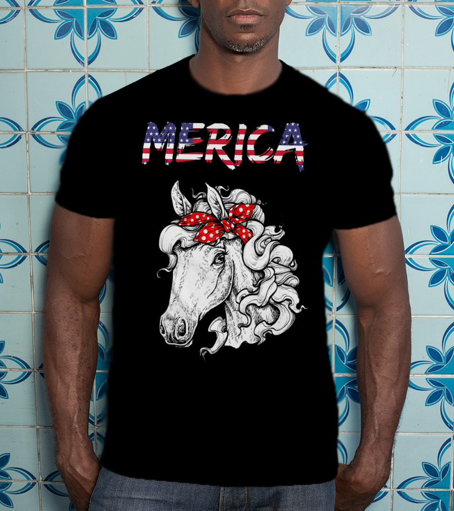 Merica Horse Bandana Independence Day T-Shirt