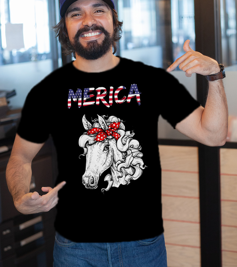 Merica Horse Bandana Independence Day T-Shirt