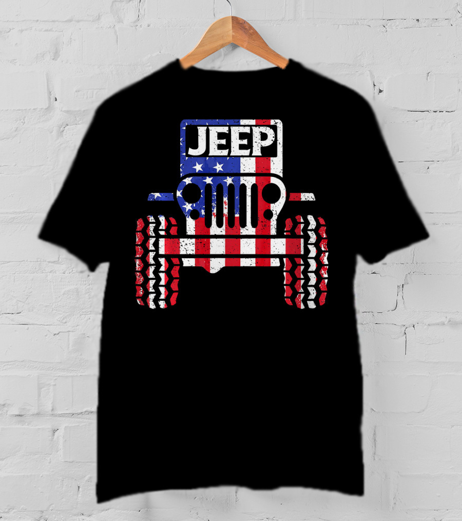 JEEPS American Flag Patriotic Retro Vintage Jeep USA T-Shirt