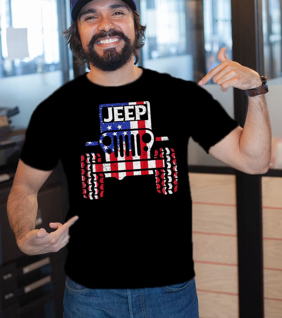 JEEPS American Flag Patriotic Retro Vintage Jeep USA T-Shirt