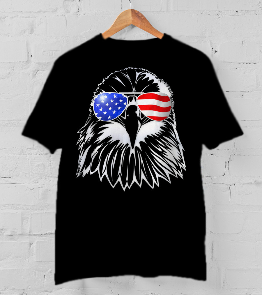 American Flag Eagle With USA Sunglasses T-Shirt