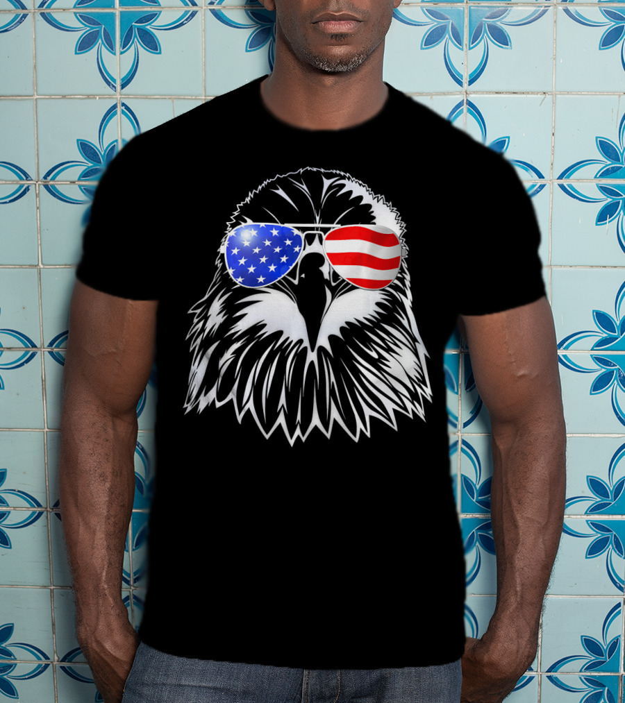 American Flag Eagle With USA Sunglasses T-Shirt