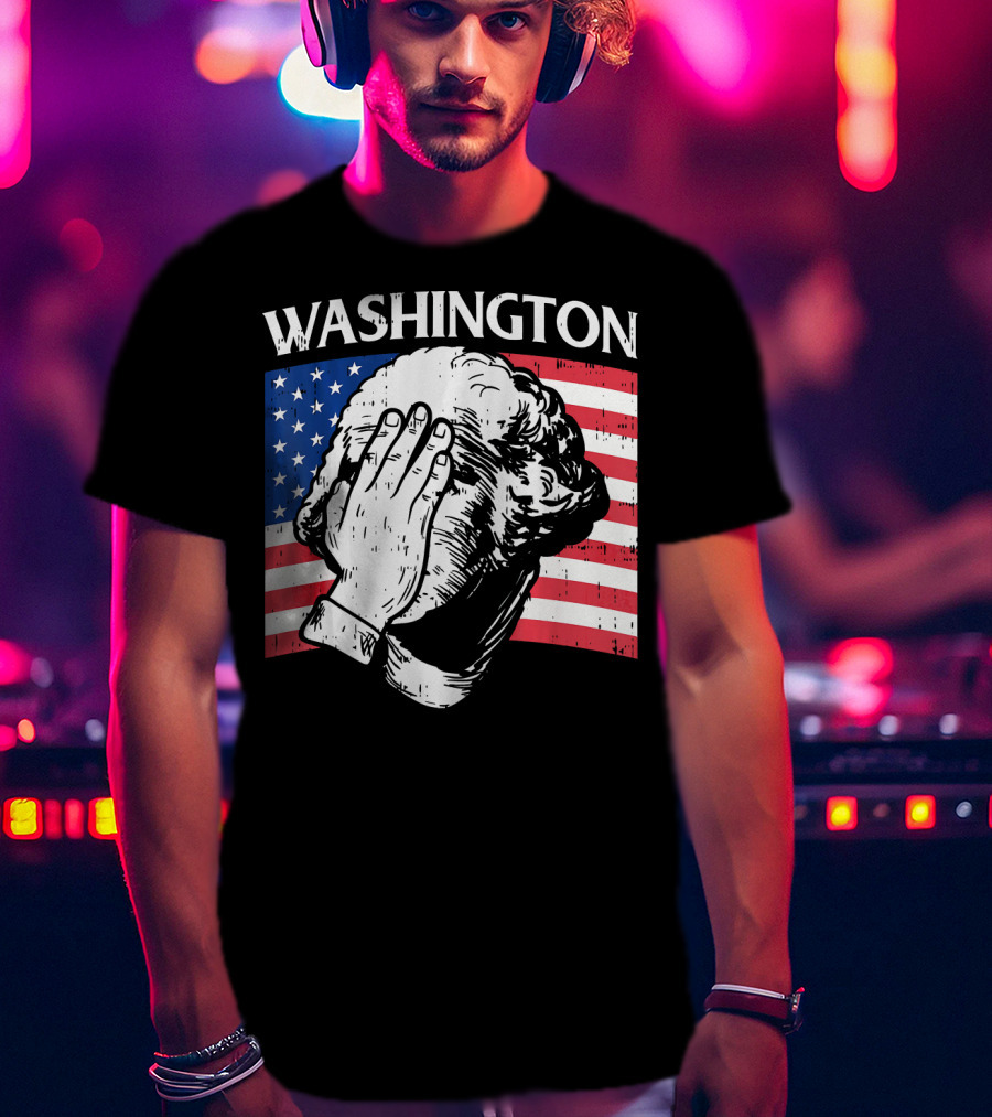Washington Facepalm American Flag Background T-Shirt