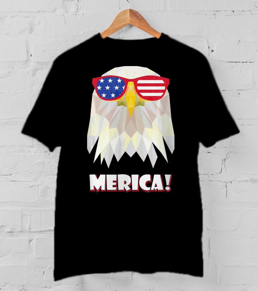 Merica Eagle With American Flag Sunglasses T-Shirt