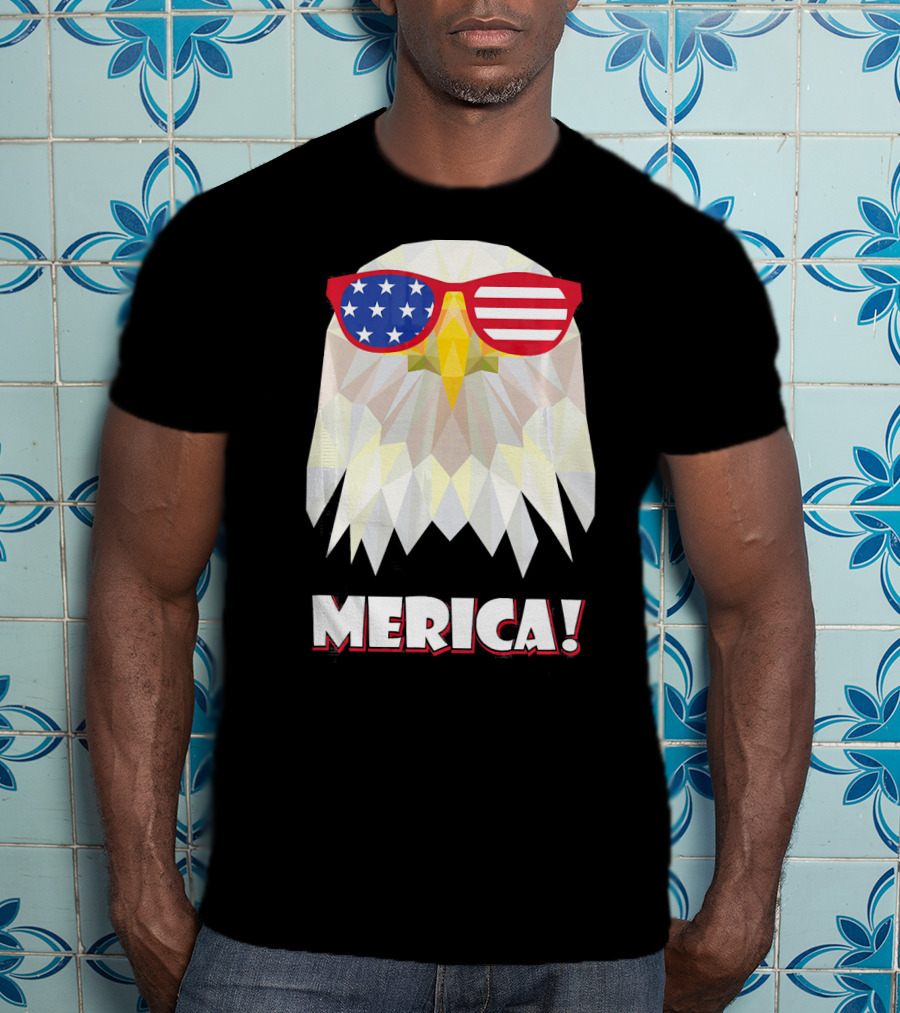 Merica Eagle With American Flag Sunglasses T-Shirt