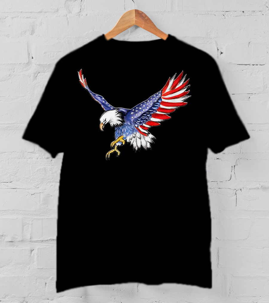 USA Flag Bald Eagle American Flag Wings T-Shirt