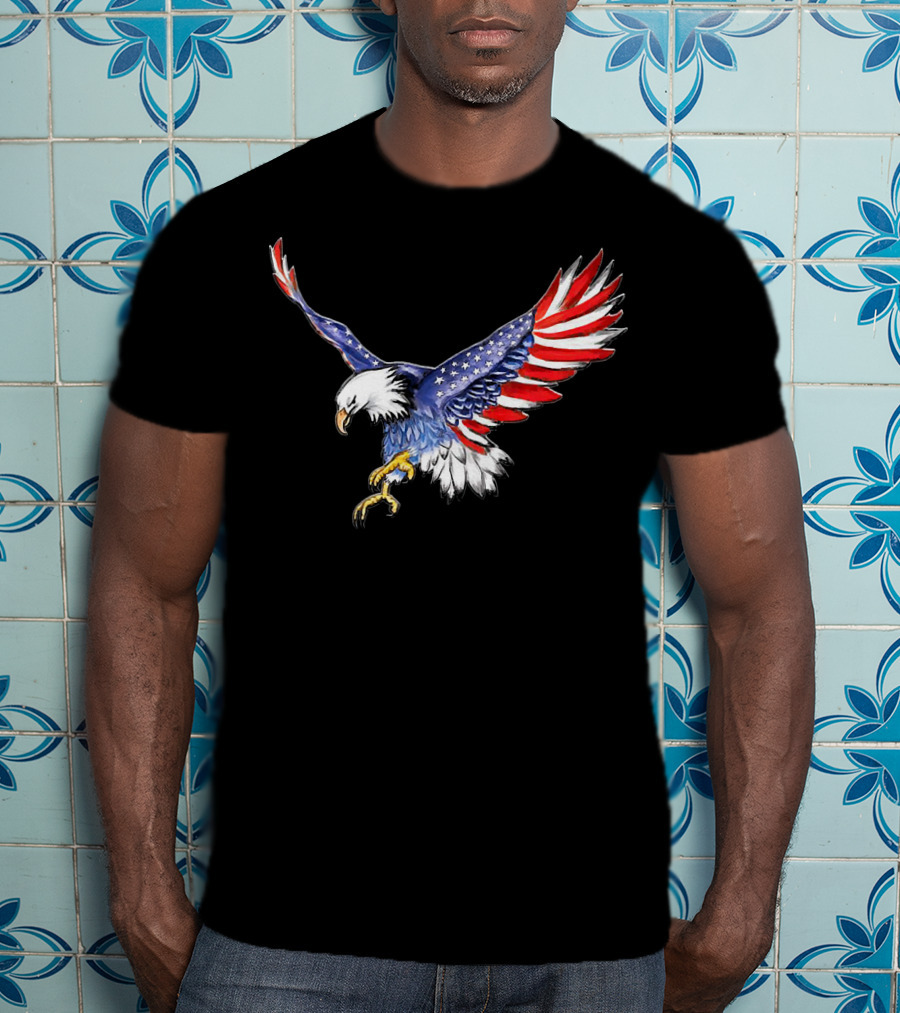 USA Flag Bald Eagle American Flag Wings T-Shirt